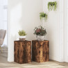 Soportes de plantas 2 uds madera roble ahumado 30x30x50 cm 1