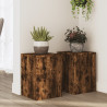 Soportes de plantas 2 uds madera roble ahumado 25x25x35 cm 1
