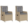 Sillones reclinables de jardín 2 uds ratán sintético beige 2