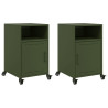 Mesas de cabeceira 2 pcs 36x39x59 cm aço verde-azeitona 2