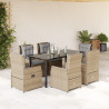 Set comedor de jardín 7 pzas con cojines ratán sintético beige 1