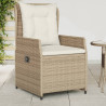 Sillones reclinables de jardín 2 uds ratán sintético beige 1