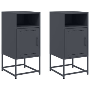 Mesas de cabeceira 2 pcs 36x39x78 cm aço antracite H