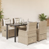 Set comedor de jardín 5 pzas con cojines ratán sintético beige 1