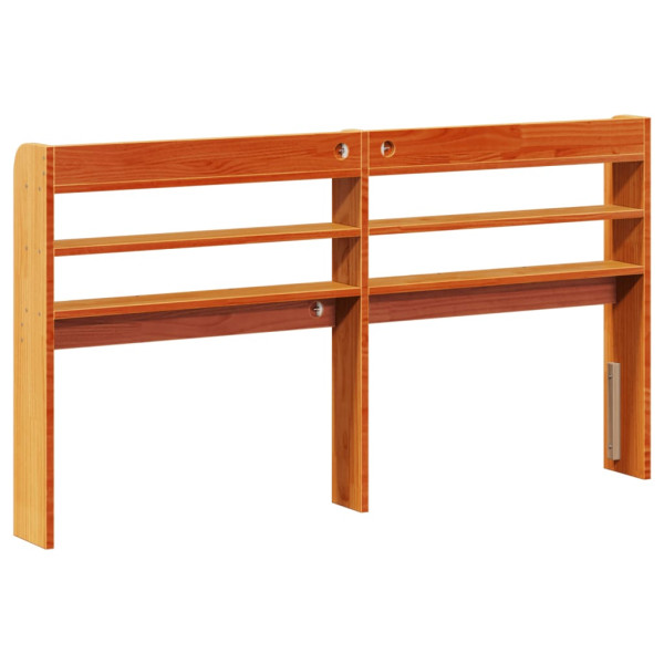 Cabecero de cama con estantes madera maciza pino marrón 160 cm M 5