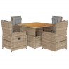Set comedor de jardín 5 pzas con cojines ratán sintético beige 1
