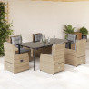 Set comedor de jardín 7 pzas con cojines ratán sintético beige 1