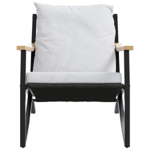 Cadeiras de jardim com almofadões 2 pcs aço preto H