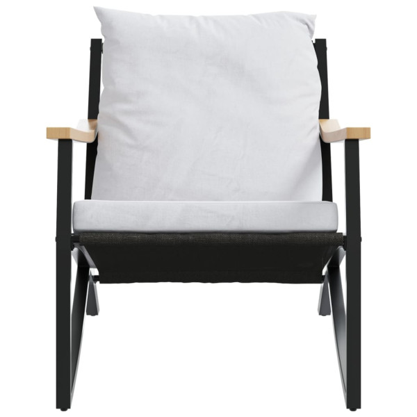 Cadeiras de jardim com almofadões 2 pcs aço preto M 2