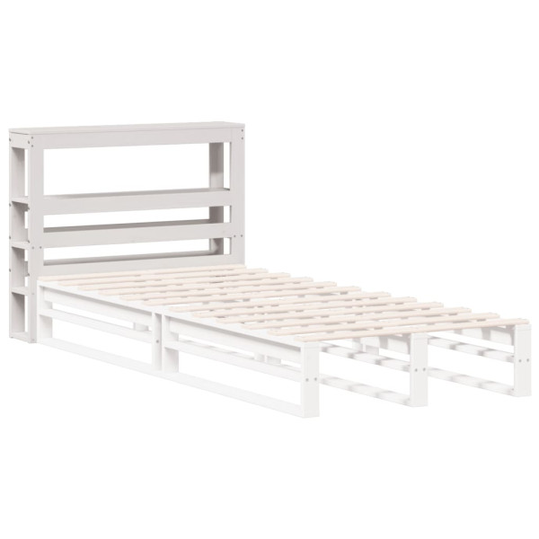 Cabecero de cama con estantes madera maciza pino blanco 75 cm M 4