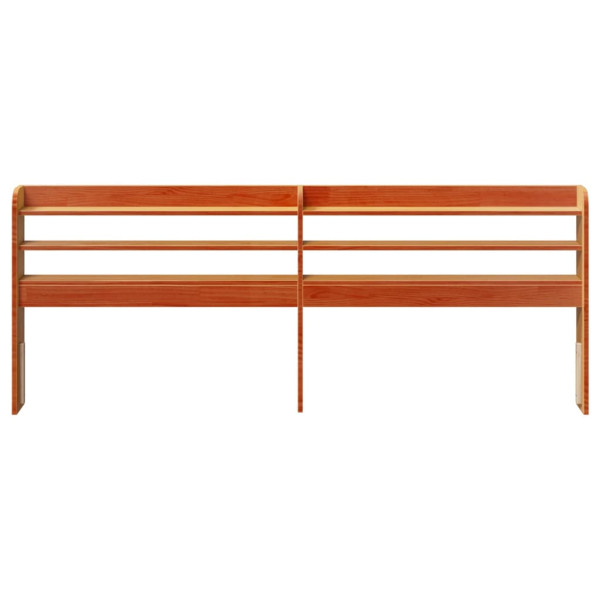 Cabecero de cama con estantes madera maciza pino marrón 200 cm M 3