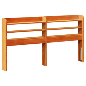 Cabeceira com prateleiras 150 cm pinho maciço castanho-mel H