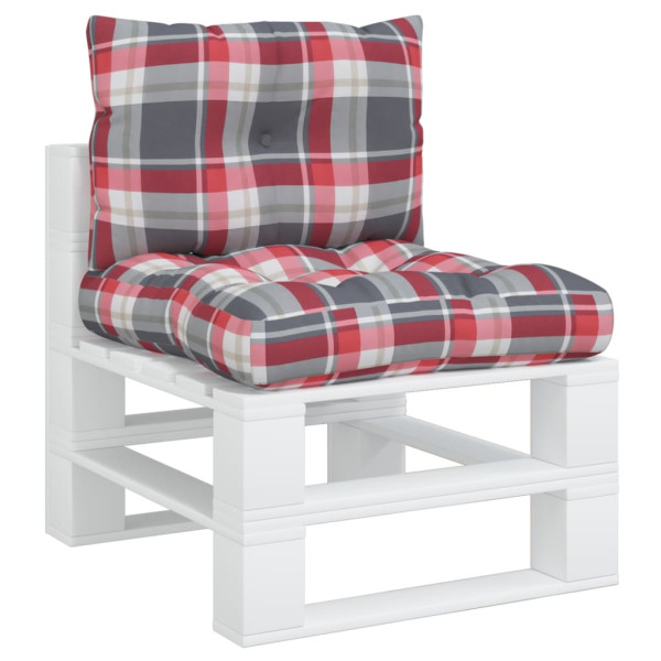 Almofadões para móveis de paletes 2 pcs tecido xadrez vermelho M 3