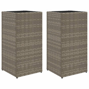 Vaso/floreira de jardim 2 pcs 30x30x60 cm vime PE cinzento H