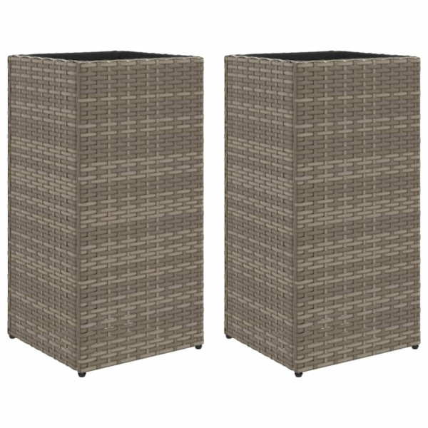 Vaso/floreira de jardim 2 pcs 30x30x60 cm vime PE cinzento M 2
