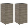 Vaso/floreira de jardim 2 pcs 30x30x60 cm vime PE cinzento 2