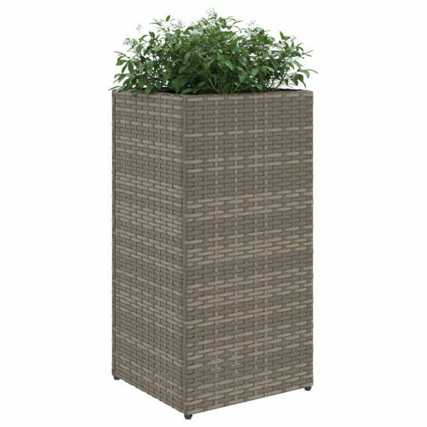 Vaso/floreira de jardim 2 pcs 30x30x60 cm vime PE cinzento M 4
