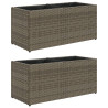 Jardins com 2 potters 2 pcs rattan PE cinza 72x30x32 cm 2
