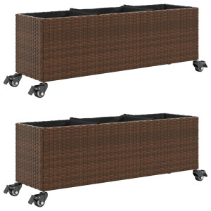 Jardins com rodas 2 tu sintético marrom rattan 107x32x38 cm H