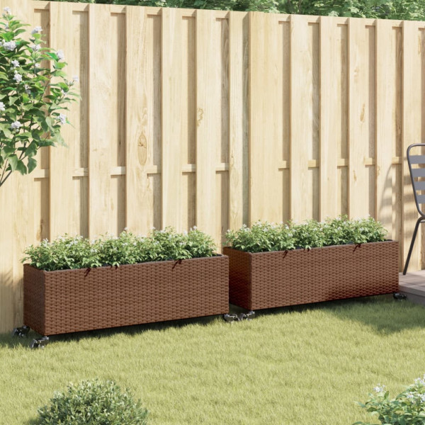 Jardins com rodas 2 tu sintético marrom rattan 107x32x38 cm M 3