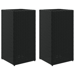Vaso/floreira de jardim 2 pcs 30x30x60 cm vime PE preto H