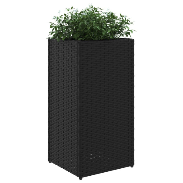 Vaso/floreira de jardim 2 pcs 30x30x60 cm vime PE preto M 4