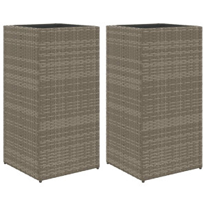 Vaso/floreira de jardim 2 pcs 40x40x80 cm vime PE cinzento H