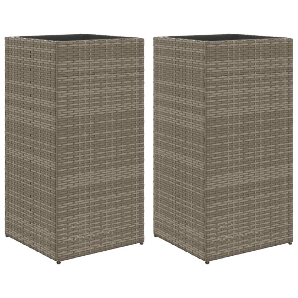 Vaso/floreira de jardim 2 pcs 40x40x80 cm vime PE cinzento M 2