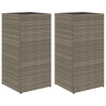 Vaso/floreira de jardim 2 pcs 40x40x80 cm vime PE cinzento 2