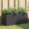 Jardineras con 2 maceteros 2 uds ratán PE negro 72x30x32 cm 1