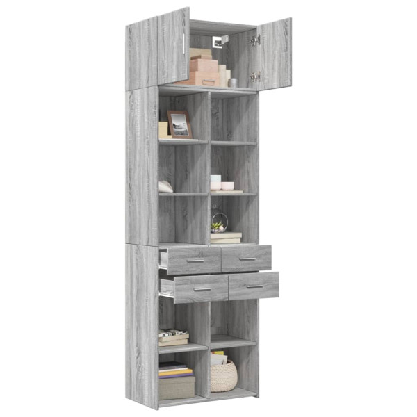 Armario de madera ingeniería gris Sonoma 70x42.5x225 cm M 3