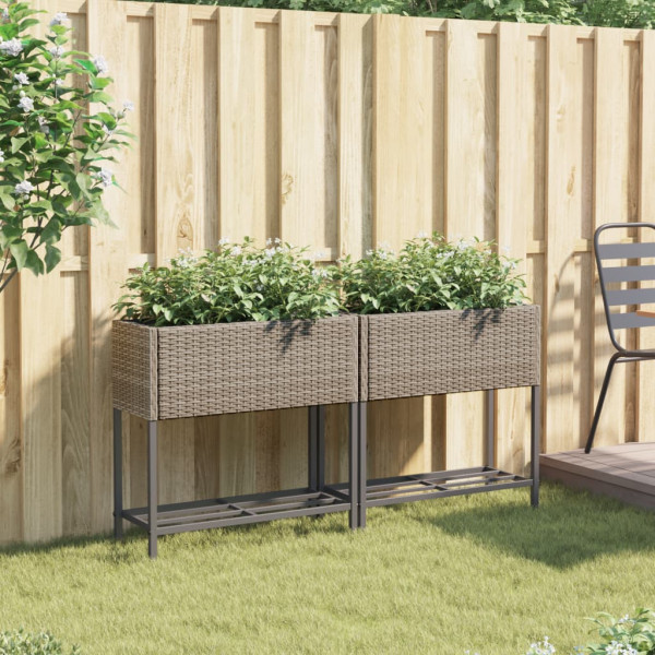 Jardinagem com prateleira 2 você sintético cinza rattan 70x28x70 cm M 3