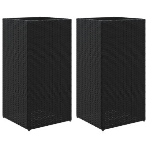 Vaso/floreira de jardim 2 pcs 40x40x80 cm vime PE preto H