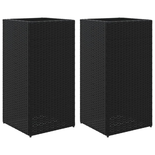 Vaso/floreira de jardim 2 pcs 40x40x80 cm vime PE preto M 2