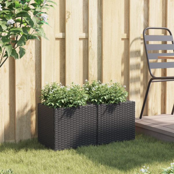 Jardins 2 unidades preto sintético rattan 36x30x32 cm M 3
