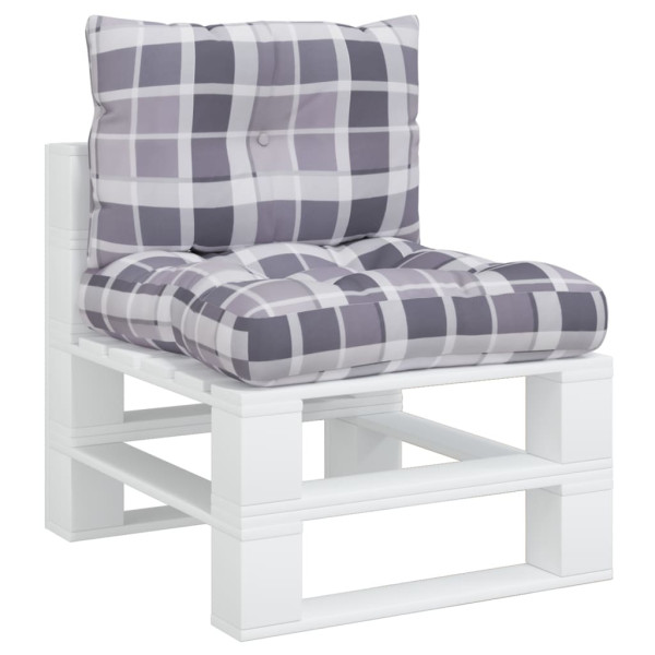 Cojines para palets 2 unidades tela a cuadros gris M 3