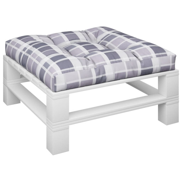 Cojín para sofá de palets de tela a cuadros gris 70x70x12 cm M 3