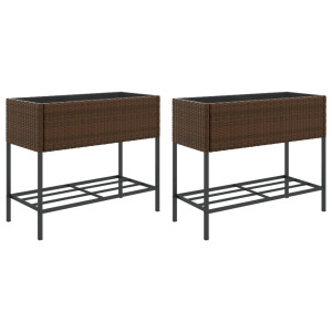 Jardins com prateleira 2 você sintético rattan 90x40x75 cm H