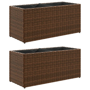 Jardins com 2 potters 2 tu rattan PE marrom 72x30x32 cm H