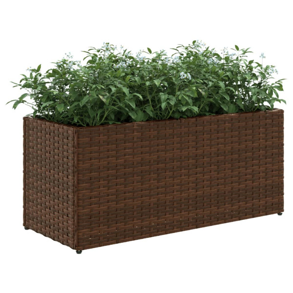 Jardineras con 2 maceteros 2 uds ratán PE marrón 72x30x32 cm M 4