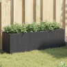 Jardineras con 3 maceteros 2 uds ratán PE negro 105x30x32 cm 1