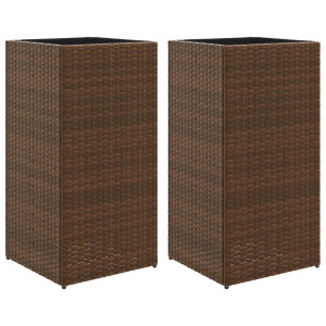 Vaso/floreira de jardim 2 pcs 40x40x80 cm vime PE castanho H