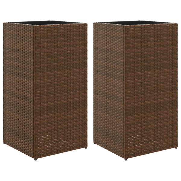 Vaso/floreira de jardim 2 pcs 40x40x80 cm vime PE castanho M 2