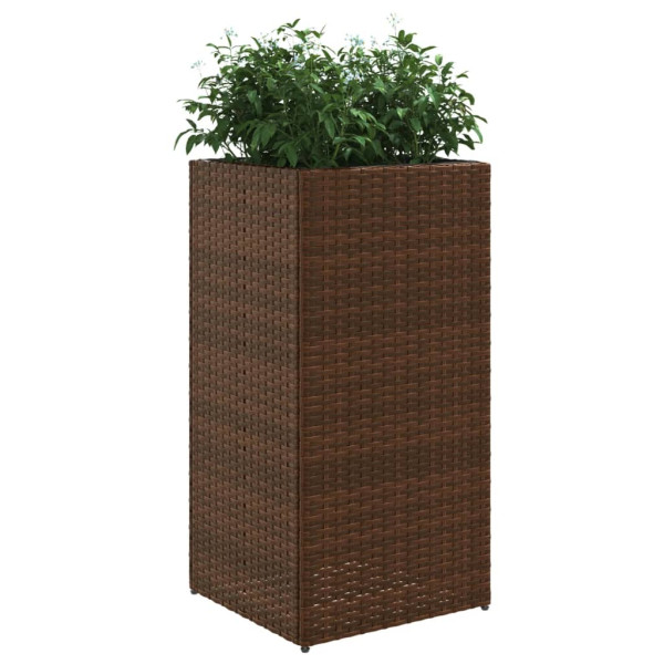 Vaso/floreira de jardim 2 pcs 40x40x80 cm vime PE castanho M 4