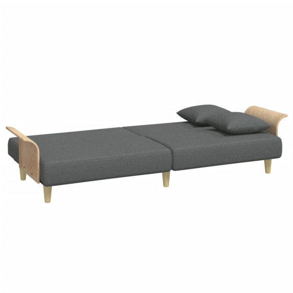 Sofá cama 2 plazas y almohadas taburete terciopelo gris oscuro M 5