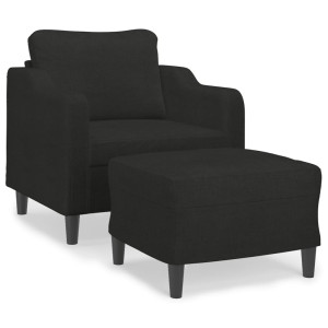 Sillón con taburete tela negro 60 cm H