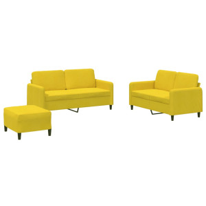 3 pcs conjunto de sofás veludo amarelo H