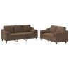 2 pcs conjunto de sofás com almofadas tecido castanho 2