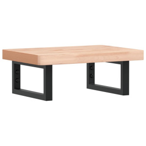 Estante de lavabo de pared de acero y madera maciza de haya H