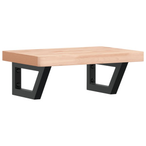 Estante de lavabo de pared de acero y madera maciza de haya H